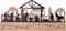 Nativity Sets for Christmas Countdown Calendar, Indoor Rustic Nativity Christmas Decor with Wooden Base 3D Design, Xmas Manger Nativity Scene for Tabletop Office Shelf Mantel Decoration (Black)
